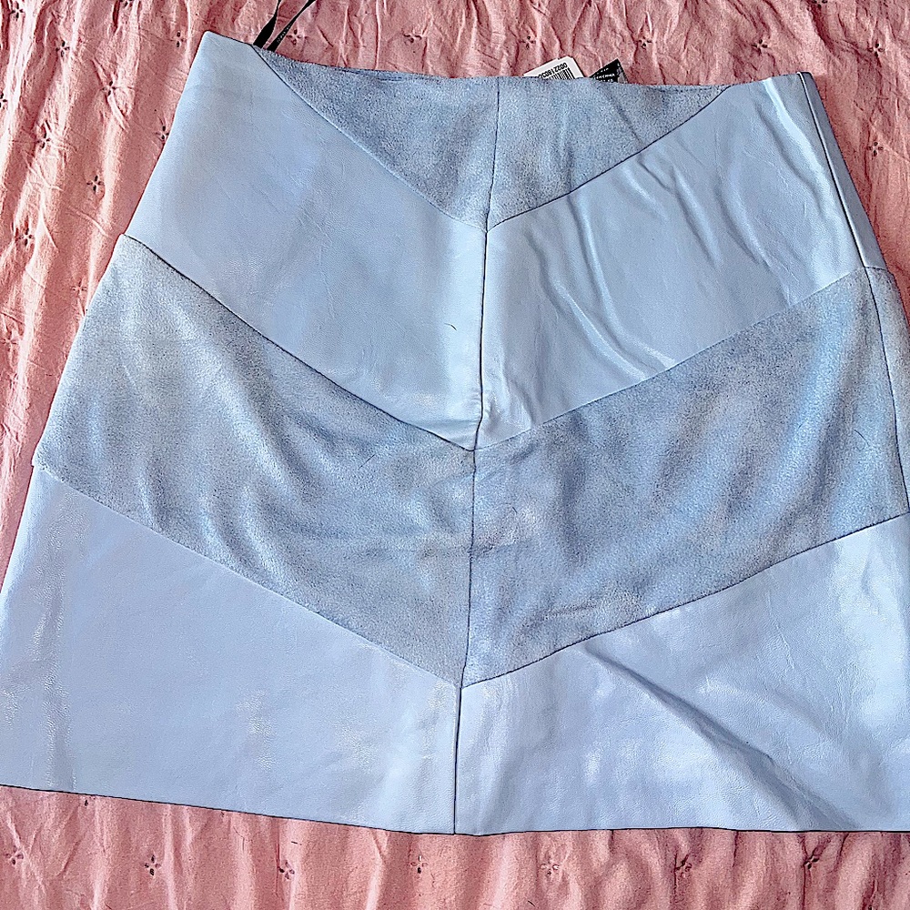 Forever 21 baby blue leather and suede skirt